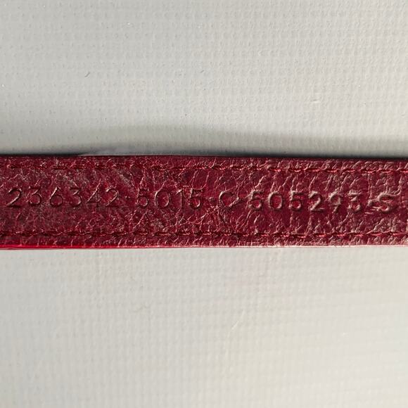 BALENCIAGA Burgundy Gold Studded Leather Bracelet - Picture 6 of 7